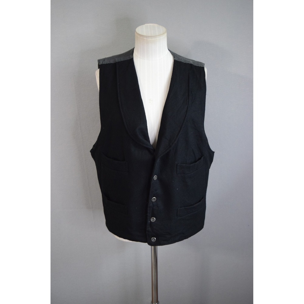 Wah Makers Waistcoat Vest Large Black Shawl Collar Dandy Steampunk Mens